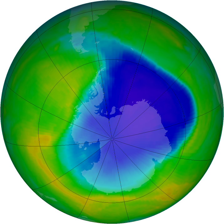 Antarctic ozone map for 11 November 1998